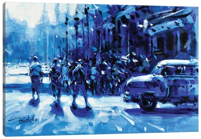 City On Blue Canvas Art Print