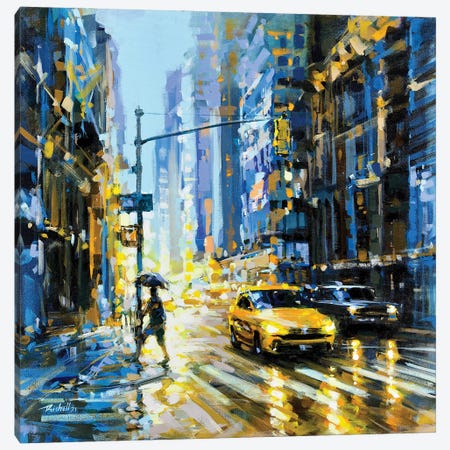 Taxi And People Canvas Print #RLC113} by Richell Castellón Canvas Art