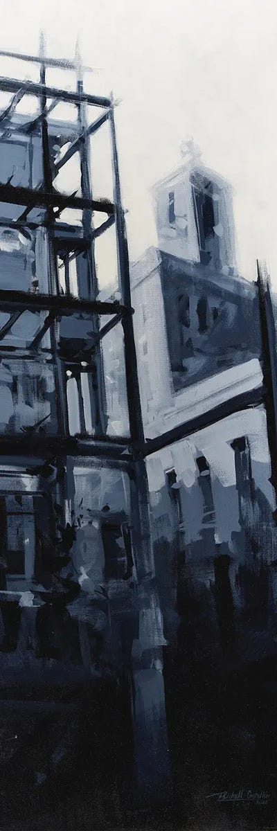 Falling by Richell Castellón multi panel art