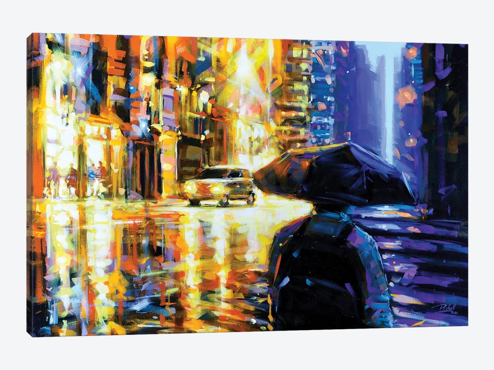 Nyc Blue And Yellow by Richell Castellón 1-piece Canvas Artwork