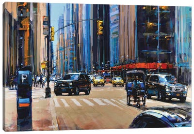 Black Cars NYC Canvas Art Print - Richell Castellón 
