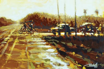 Crossing Highway by Richell Castellón framed canvas print