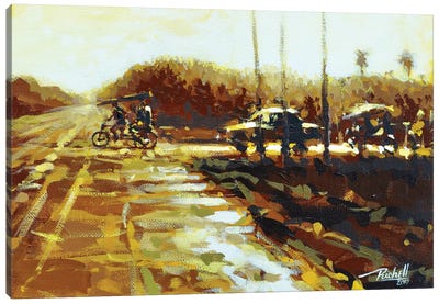 Crossing Highway Canvas Art Print