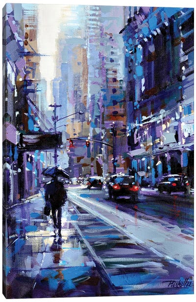 Blue NY Canvas Art Print - Umbrella Art