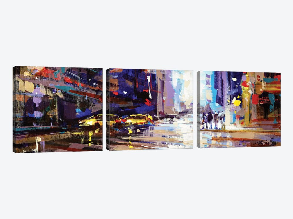 Taxi NYC by Richell Castellón 3-piece Canvas Art Print