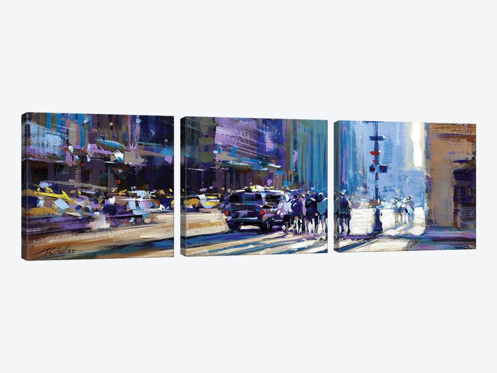 Walking In NY by Richell Castellón 3-piece Canvas Art Print