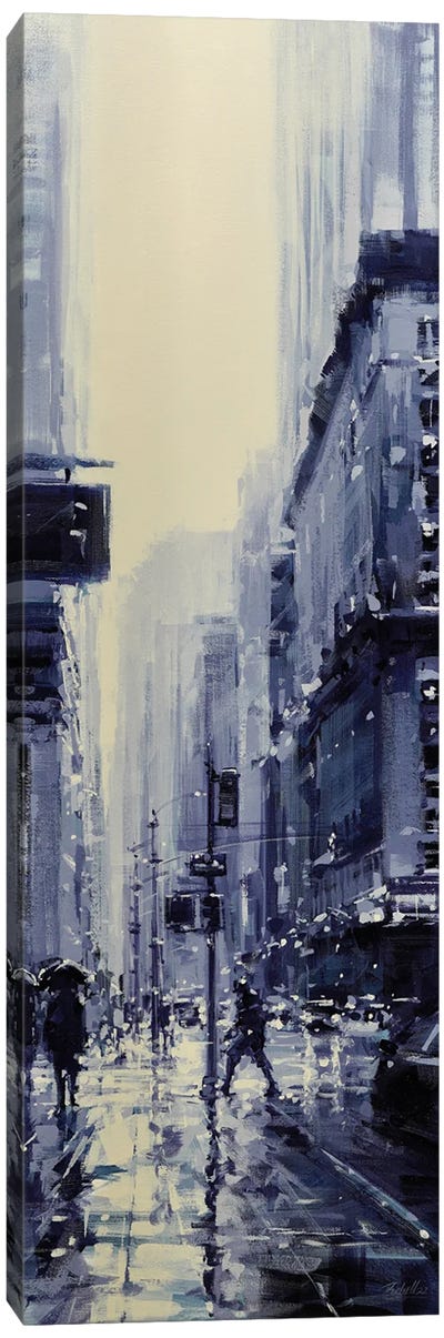 NYC XV Canvas Art Print - Black, White & Blue Art