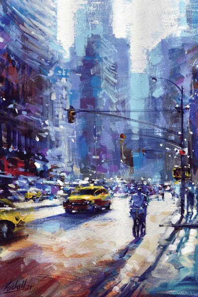 Richell Castellón: NYC Bicycle And Car by Richell Castellón