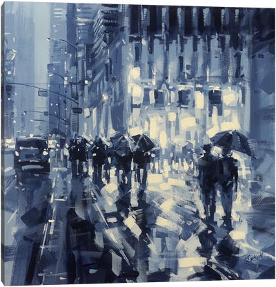 NYC 97 Canvas Art Print - Blue & White Art