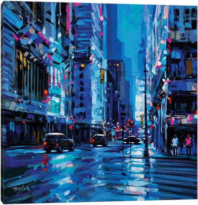 City XLIX Canvas Art Print - Rain Art