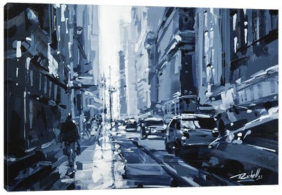 City XLIII Canvas Art Print - Black & White Cityscapes