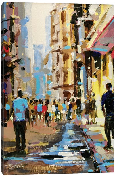 Water St Canvas Art Print - Strolls in the City