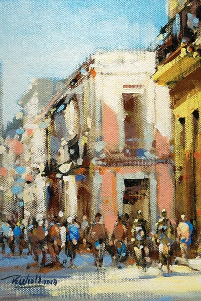 Walking by Richell Castellón framed canvas print