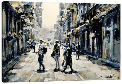 Crossing The Street Canvas Art Print