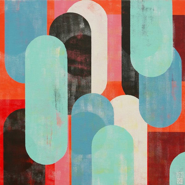 Blue & Red: Traffic Mint by Ronald Hunter