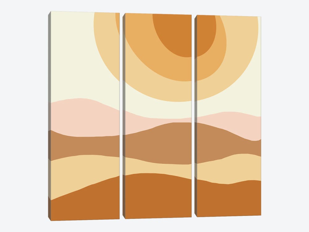 The Sun Abstract Illustration by Merle Callesen 3-piece Canvas Art Print