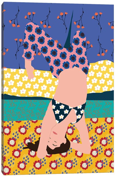 Yoga Woman Abstract Canvas Art Print - Merle Callesen