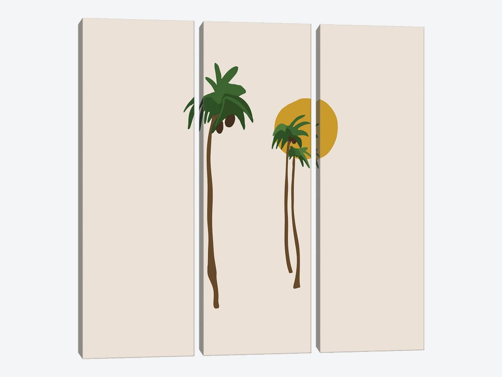 Palm Love Minimalism Design by Merle Callesen 3-piece Canvas Art Print