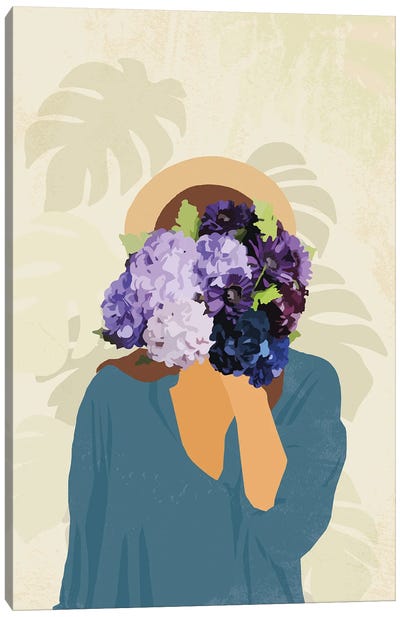 Lady Flowery Colorful Art Digital Art Canvas Art Print - Merle Callesen