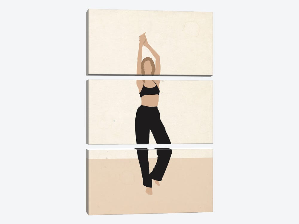 Yoga Pose Colorful Art Digital Art by Merle Callesen 3-piece Canvas Print