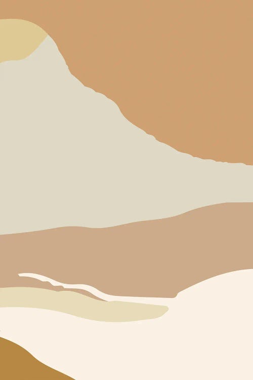 Beige Abstract Modern Landscape Mountains Art Abstract