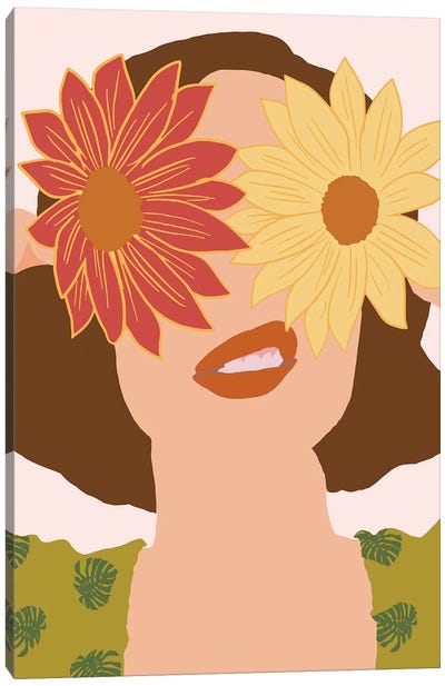 Behind Flowers Fashionart Canvas Art Print - Merle Callesen