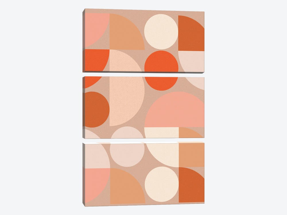 Shapes Geometric Minimal Abstract Bauhaus Art Modern by Merle Callesen 3-piece Canvas Art Print