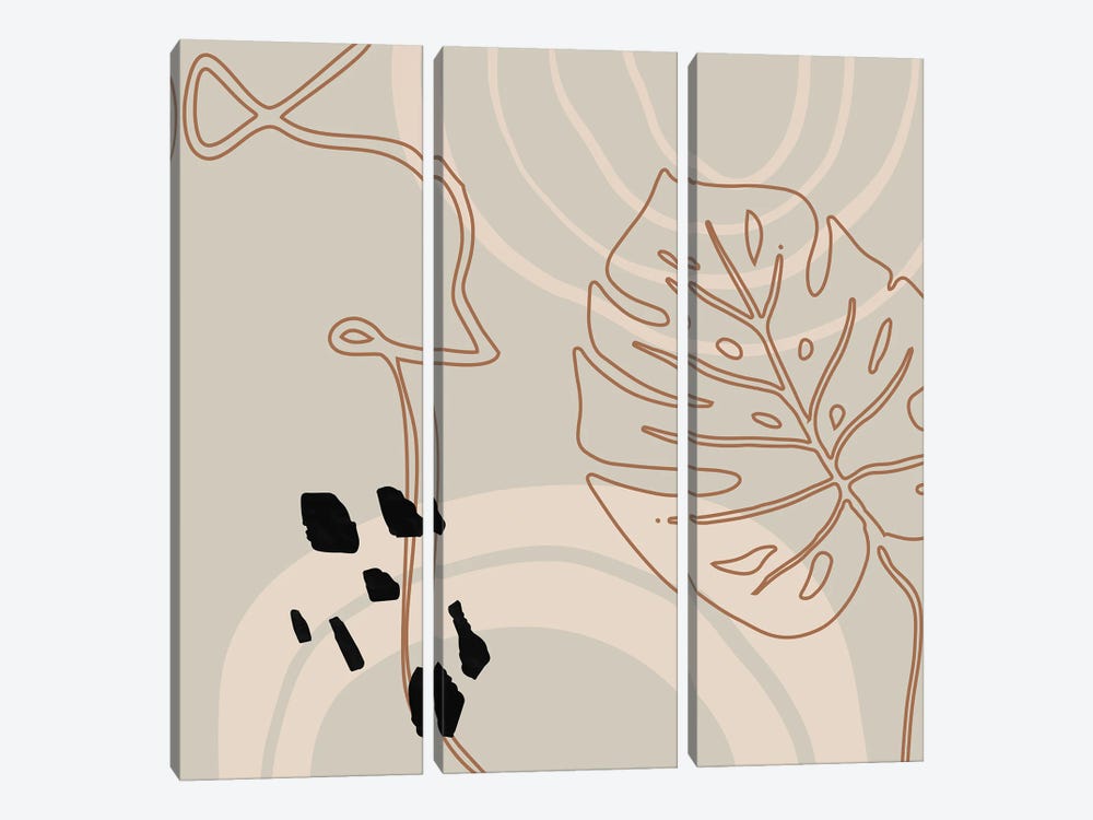 Monstera And Abstracts by Merle Callesen 3-piece Canvas Art Print