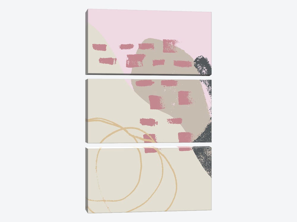 Pink Blush Shape Art Digital by Merle Callesen 3-piece Canvas Wall Art