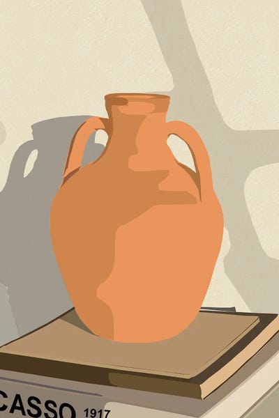 Pottery Still Life: Antique Vase Abstract Design by Merle Callesen