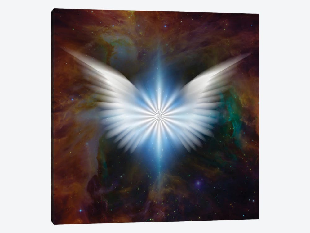 Surreal Digital Art Bright Star With White Angel'S Wings In Vivid Colorful Universe by Bruce Rolff 1-piece Art Print
