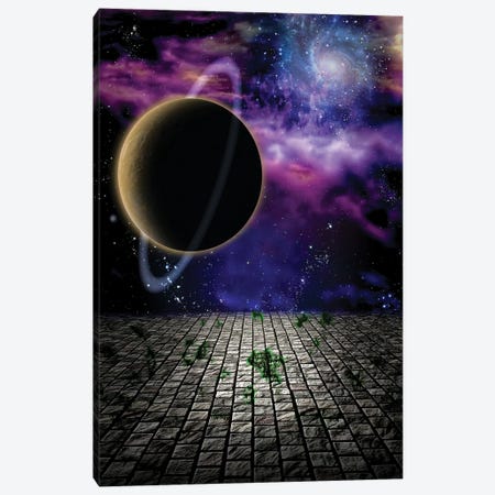 Surreal Painting Big Planet Above Stone Field Canvas Print #RLF170} by Bruce Rolff Canvas Wall Art