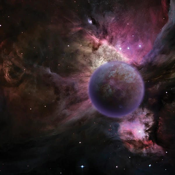 Black & Pink: Mysterious Planet, Purple Nebula by Bruce Rolff