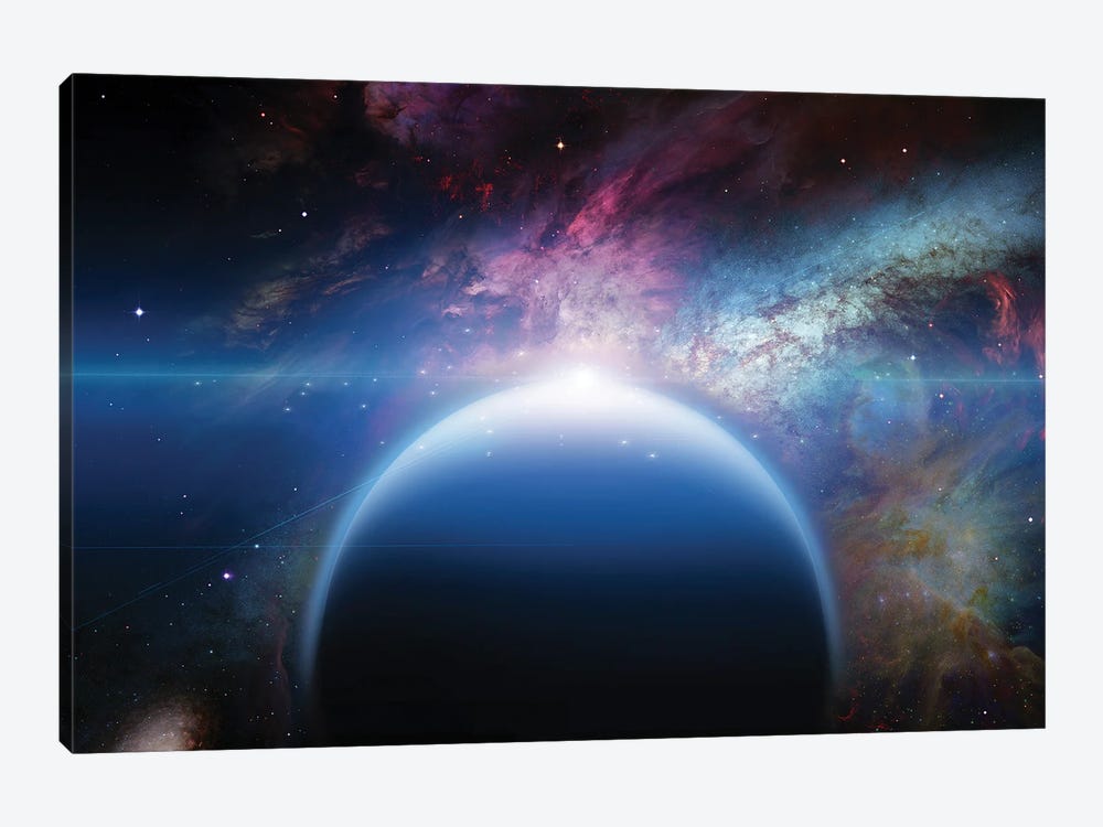 Planet With Nebulous Filaments Deep Space 3D Rendering 1-piece Canvas Artwork