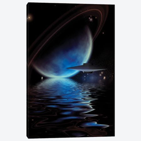 Alien Ufo'S Over An Exoplanet Sea Canvas Print #RLF25} by Bruce Rolff Canvas Art