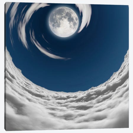 Big Full Moon In A Vortex Of Clouds Canvas Print #RLF268} by Bruce Rolff Canvas Wall Art