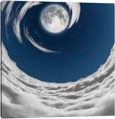 Big Full Moon In A Vortex Of Clouds Canvas Art Print