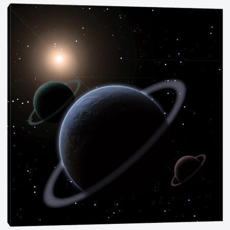Ringed Planets In Deep Space Canvas Print #RLF269} by Bruce Rolff Canvas Art