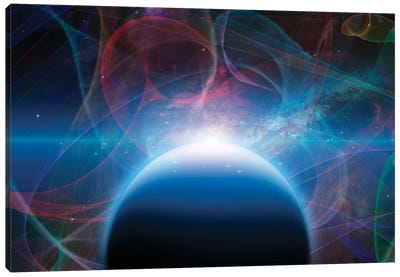 3D Rendering Of Planet With Nebulos Filaments Canvas Art Print
