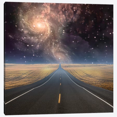 Galaxies In Starry Sky With Road Vanishing Into Background Canvas Print #RLF319} by Bruce Rolff Canvas Wall Art