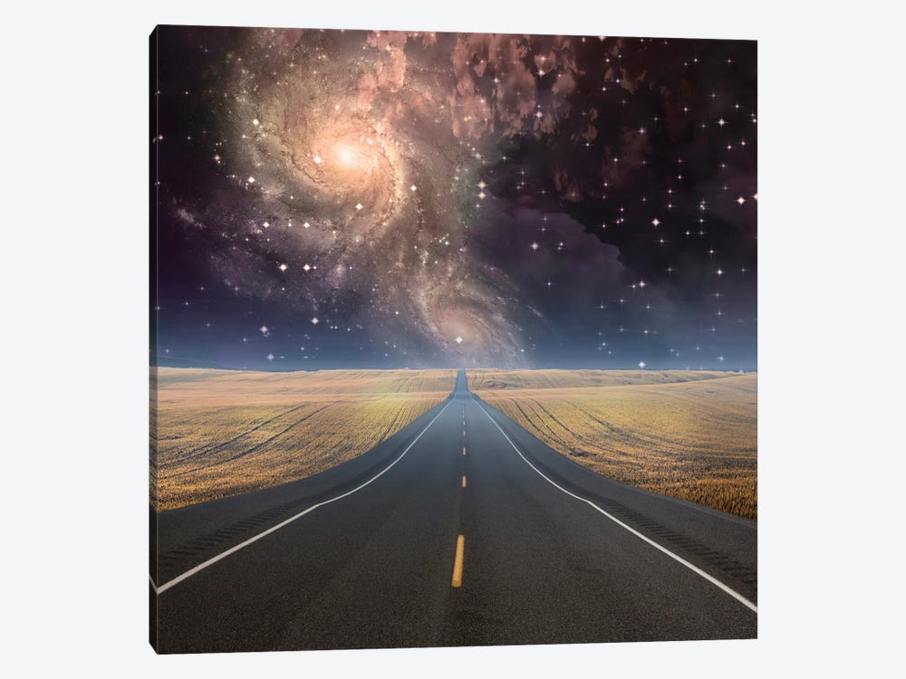 Galaxies In Starry Sky With Road Vanishing Into Background by Bruce Rolff 1-piece Canvas Print