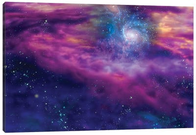 Galaxy In Purple Blue Space Canvas Art Print