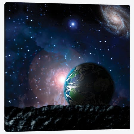 Earth From Moonscape Canvas Print #RLF87} by Bruce Rolff Canvas Wall Art
