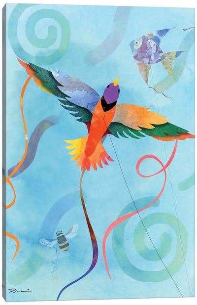 Bird Canvas Art Print - Turquoise Art