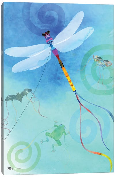 Dragonfly Canvas Art Print - Turquoise Art