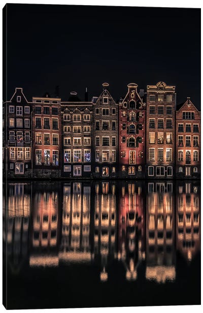 Amsterdam By Night Canvas Art Print - Robin Scholte