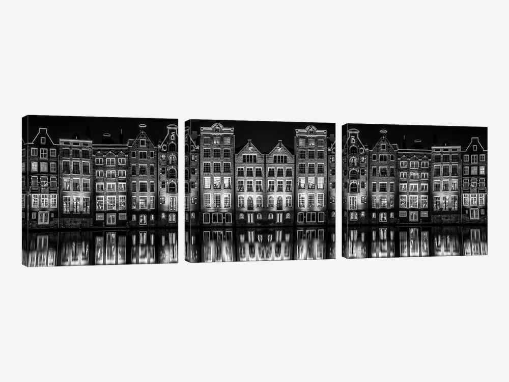 Panoramic View On Canal Houses Amsterdam by Robin Scholte 3-piece Canvas Art