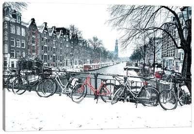 Winter In Amsterdam (Westerkerk) Canvas Art Print - Netherlands Art