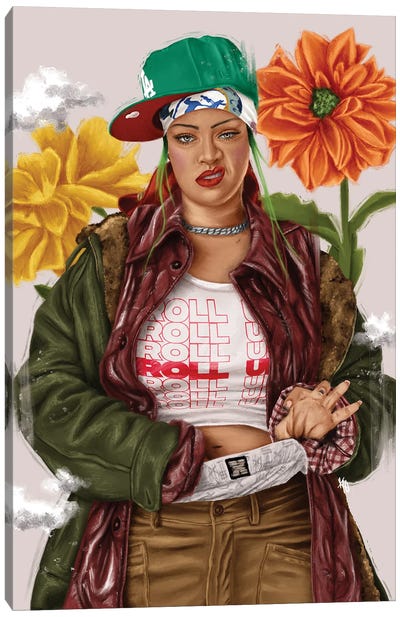 Roll Up Rih Canvas Art Print - Rihanna