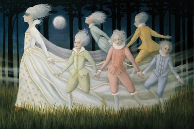 Come Now A Roundel And A Fairy Song by Rosalind Lyons framed canvas print